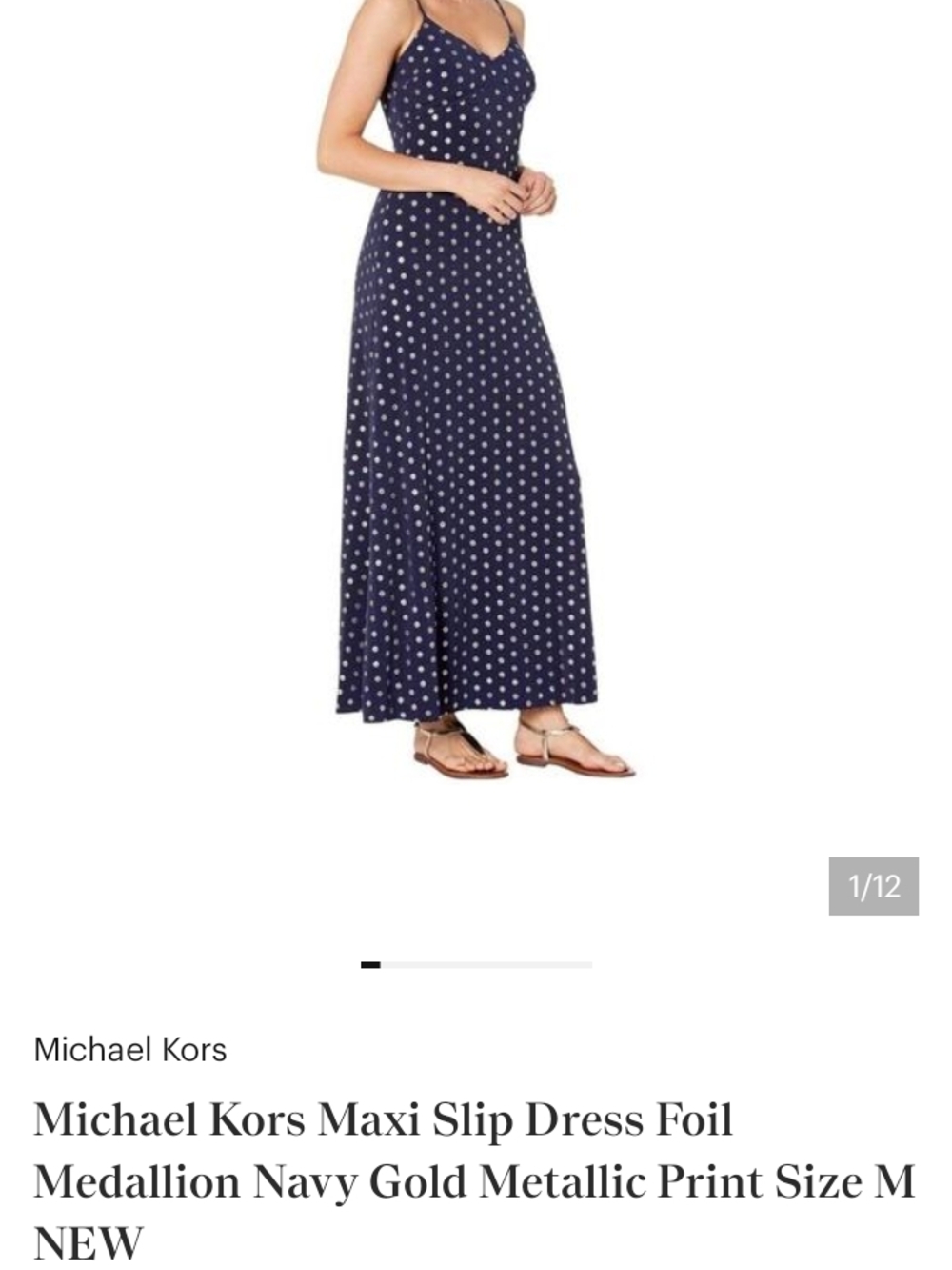 Michael Kors Navy Maxi Skirt with White Polka Dot Print
